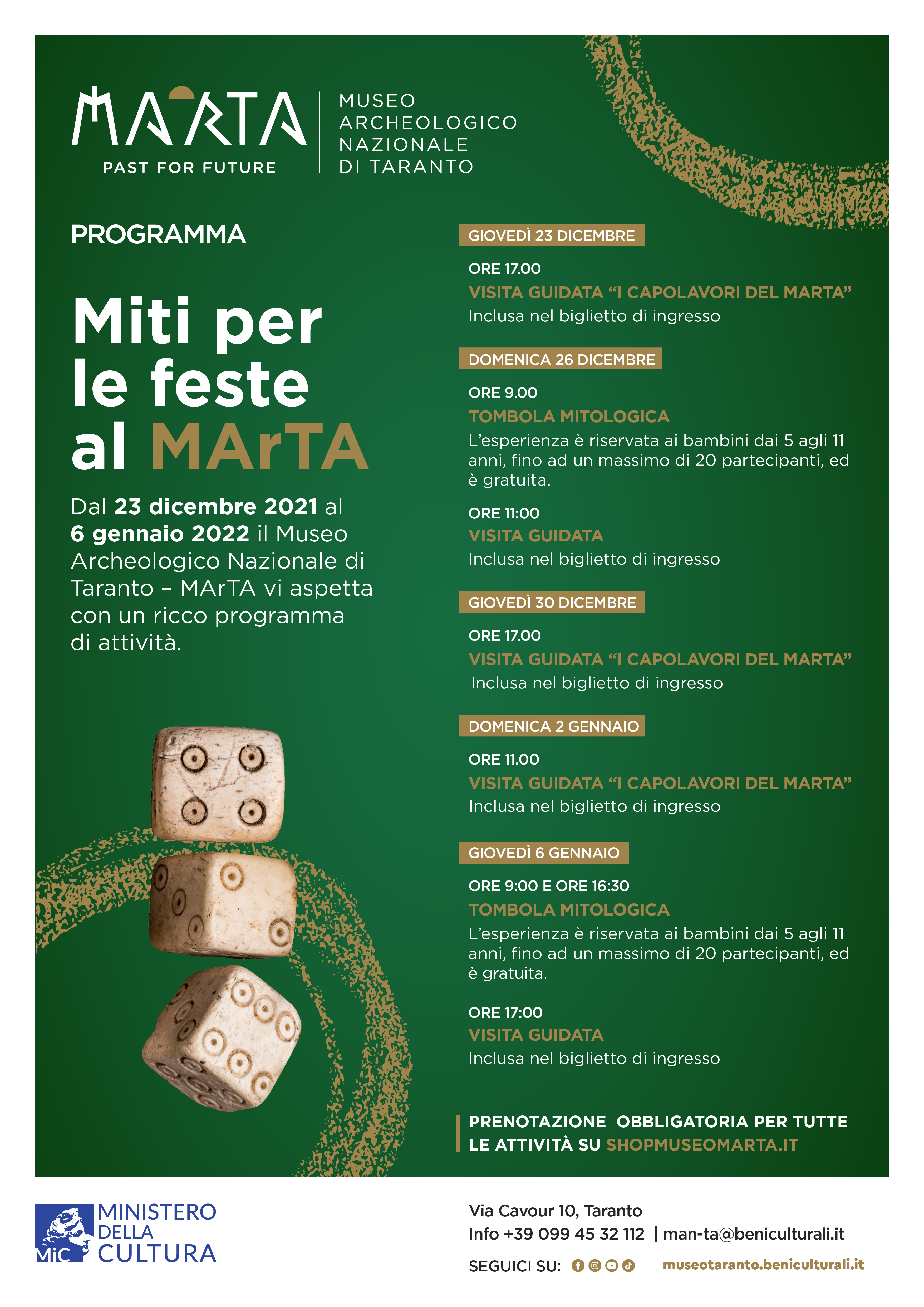 1 come Zeus, 44 come Taras, 53 come la nascita di Dioniso Al MArTA arriva anche la tombolata di Natale